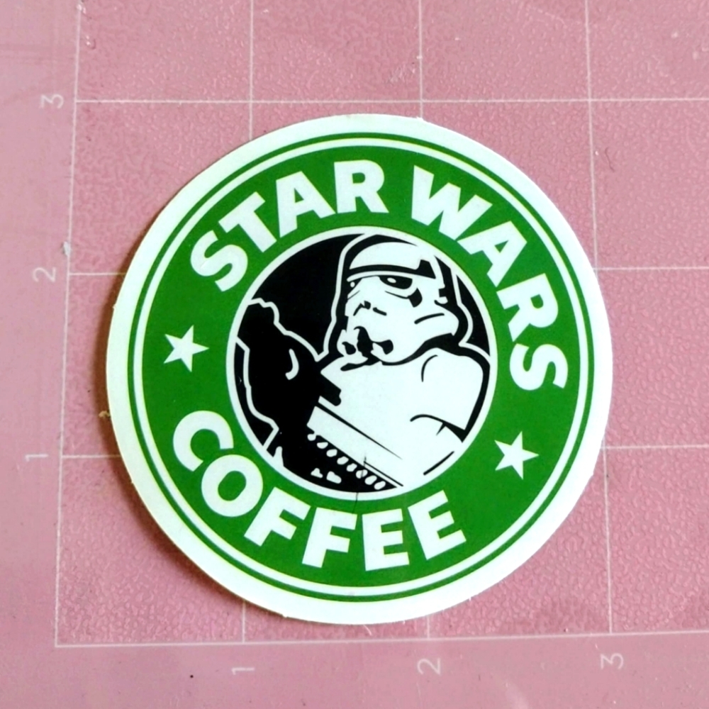 💙 Star Wars Stormtrooper Green White Black Round Coffe Sticker